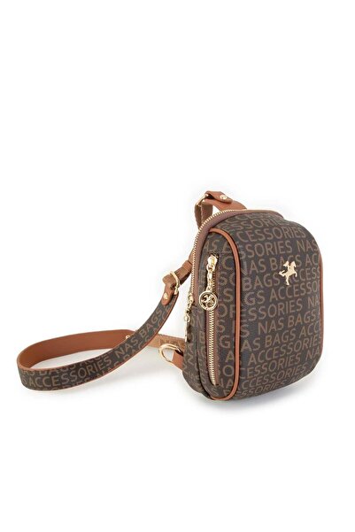 Nas Bag حقيبة الخصر والجسم النسائية باللون البني الداكن