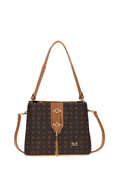 Bilik Deri Monogram Brown-Camel Women's Handbag Riv 232-Mn