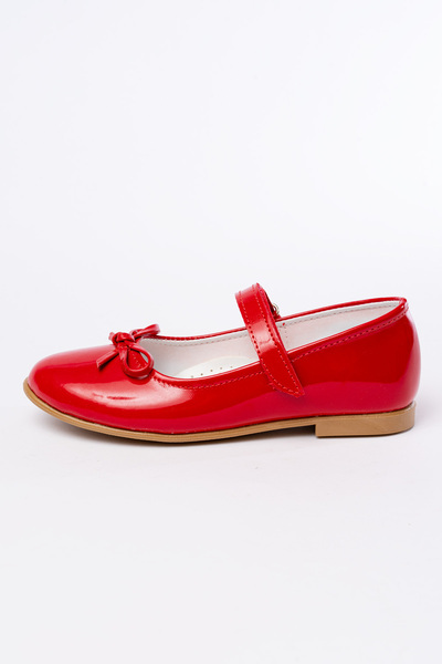 p papuccum ortopedi çocuk ayakkabıları Girl's Red Patent Leather Non-Slip Sole Mustache Ballerinas