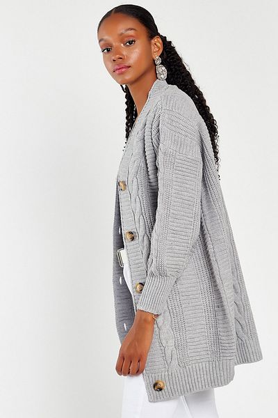 Hopoi Women's Braided V-Neck Buttoned Cardigan Hop24800