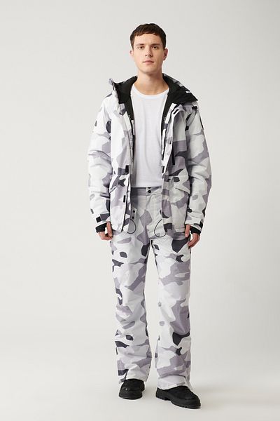 Avva Men's White-Gray Water Repellent Windproof Ski/Ski Pants with Snap Fasteners A32Y3098