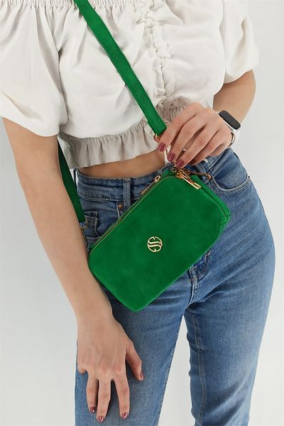 Çlk Accessories Mini geantă verde cu trei fermoare (Micro Book Carrier)