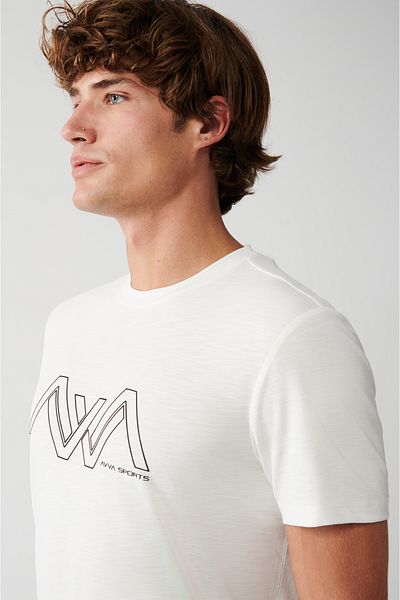 Avva Ecru Soft Touch Herren-T-Shirt mit Rundhalsausschnitt, bedruckt, A31y1196