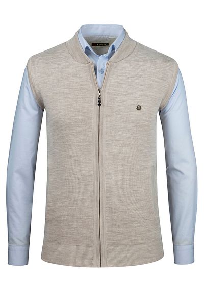 Çizgi Triko Stripe Knitwear Men's Knitwear Vest with Zipper Pocket Steel Knit Knitwear Classic Fit - 4241J