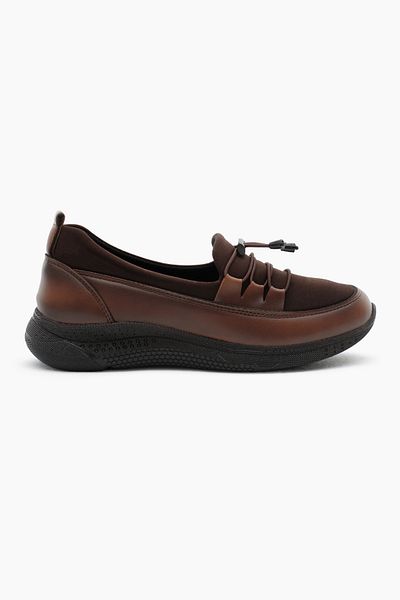 Tonny Black Women's Brown Front Rubber Laced Heel Gel Orthopedic Mother Daily Shoes
