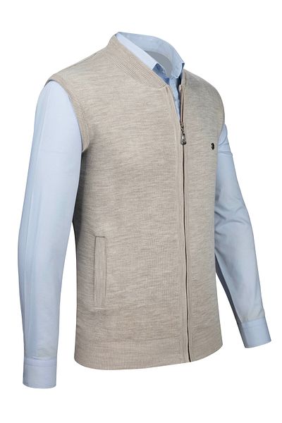 Çizgi Triko Stripe Knitwear Men's Knitwear Vest with Zipper Pocket Steel Knit Knitwear Classic Fit - 4241J