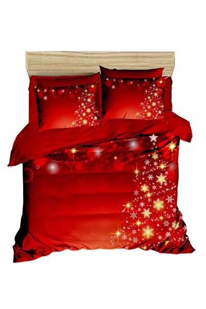 Fabeteks Glittering Snowflakes and Stars on New Year's Red Backdrop Digital B...