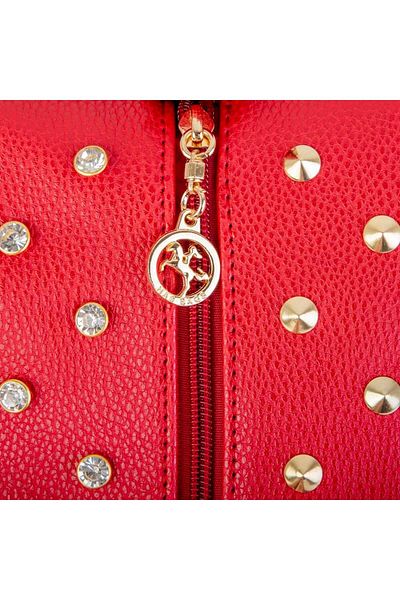Nas Bag Red Natural Studded Wide Hand Women's Bag