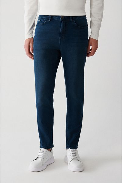 Avva Herren Indigo Vintage Wash Flexible Jeanshose B 003521