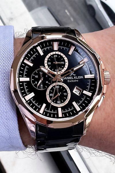 Daniel Klein Exclusive Men's Wristwatch 3 Atm Waterproof Black Color Steel Strap + Bracelet DKE2067C4