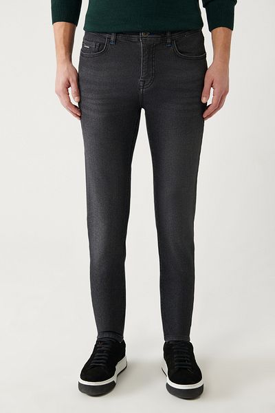 Avva Schwarze, gewaschene, flexible Rio-Jeanshose für Herren, A32y3511