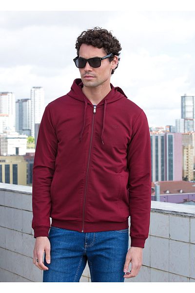 Masimar Men's 2 Thread Hooded Zippered Sweatshirt with Pockets