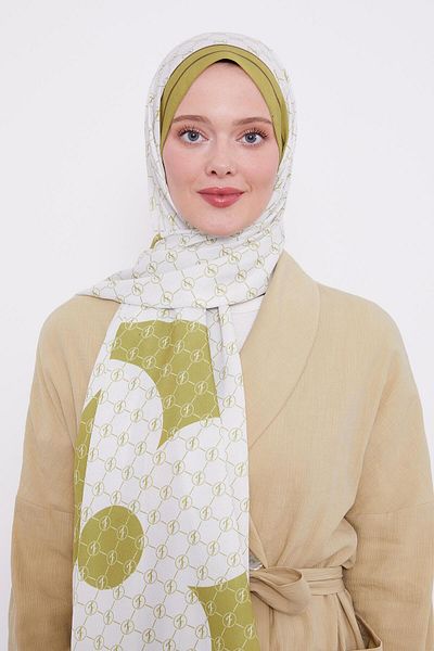 Levidor Oil Green L Pattern Love Shawl