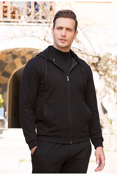 Masimar Men's 2 Thread Hooded Zippered Sweatshirt with Pockets