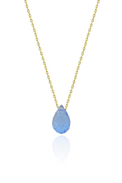 Iryum Doğal Blue Topaz Damla Kolye
