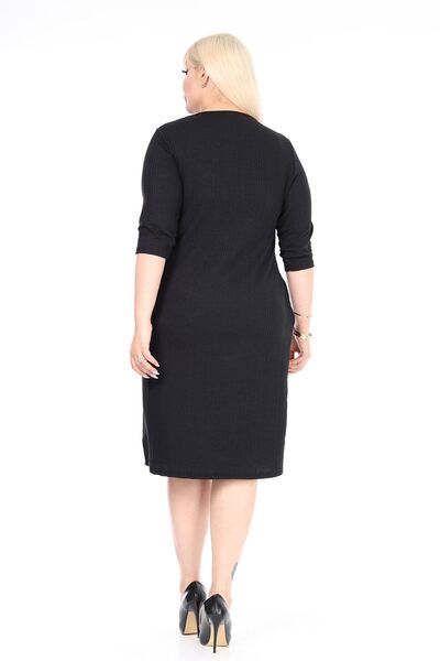 modayız Διπλή τσέπη Χειμερινό Μεγάλο Μέγεθος Ευέλικτο Μαύρο Φόρεμα 34C-2608