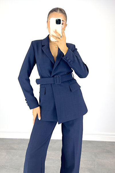 Lafaba Női sötétkék öves dzseki nadrág szett