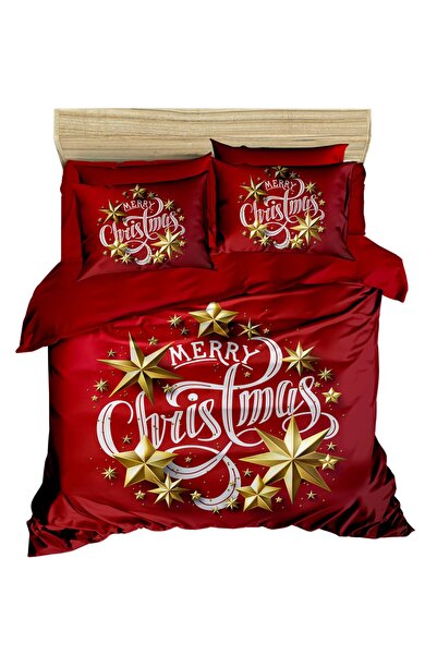 Generic Brand Merry Christmas and Yellow Star Digital Duvet Cover Set - Chris...