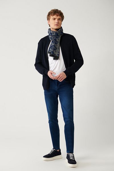 Avva Marineblaue, gealterte, waschbare, flexible Rio-Jeanshose für Herren A32y3509