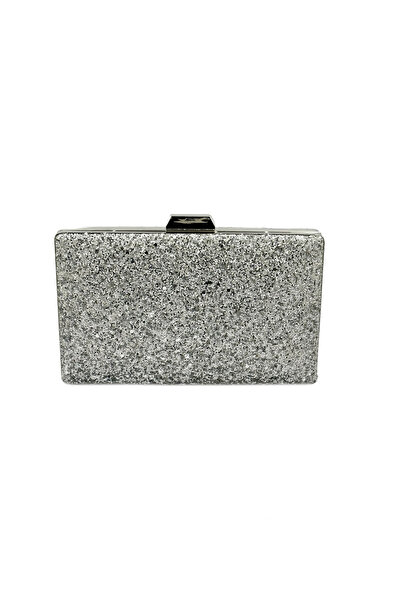 Genel Markalar Gümüş Gri Lame Renk Pullu Pul Payet Çanta Gece Çantası Abiye Çanta Portföy Clutch
