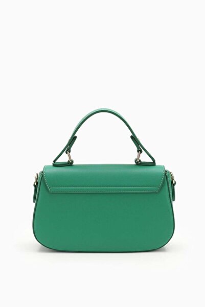 Levidor Grass Green Single Compartment Lock Closure Handbag