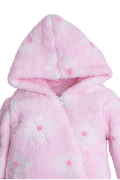 Chicsy Baby Winter Sweet Plush Hooded Floral Patterned Baby Kids Welsoft Jumpsuit