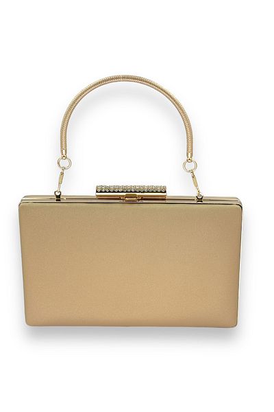 Wedding Fashion Nude Colored Matte Satin Evening Dress with Non-Scratch Hand and Print Detail, Evening Bag and Portfolio Clutch for Wedding and Engagement