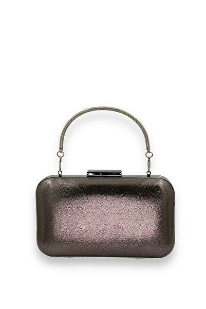 Wedding Fashion Gri antracit, placat cu platină, mâner din satin, geantă de s...