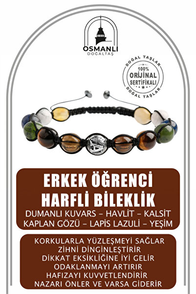 OSMANLI DOĞAL TAŞ Erkek Öğrenci Doğal Taş Harfli Bileklik