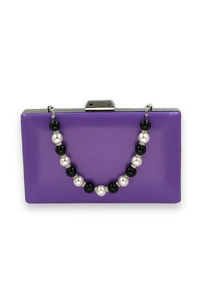 Wedding Fashion Purple Pearl Leather Evening Bag - Portfolio and Clutch Model, for Wedding and Engagement