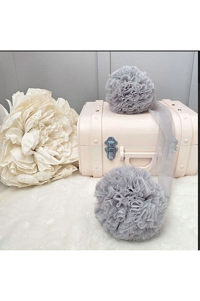 PAMUKA Pompom Gray Tulle Twin Set
