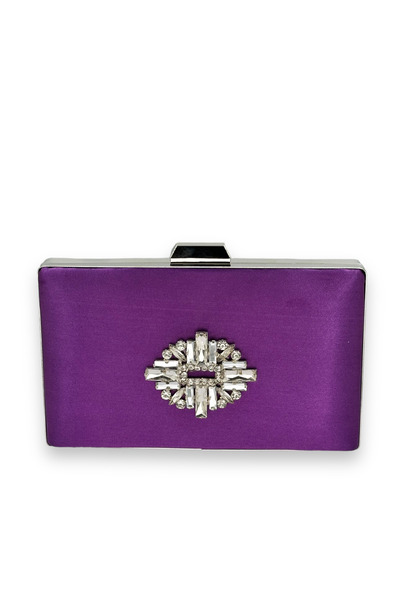 MidStore Purple Color Satin Crystal Stone Evening Dress Bag Evening Bag Henna...