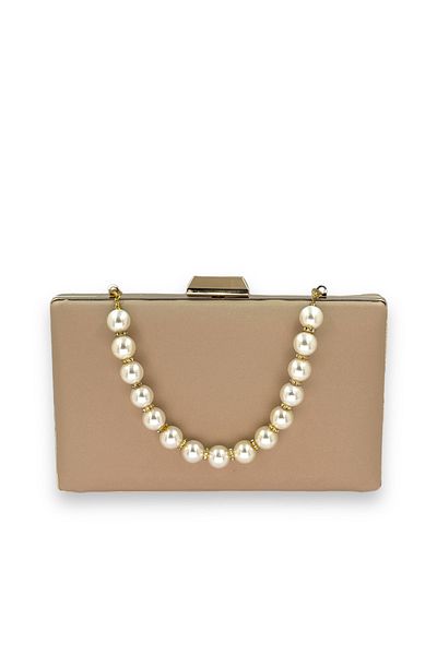 Wedding Fashion Black Satin Pearl Wedding Engagement Bag - Non-Scratch Evening Bag