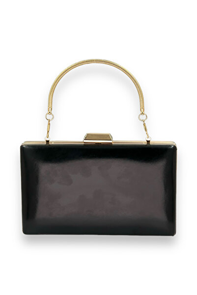 Generic Brand Matte Black Skin Leather Evening Dress Bag , Metal Strappy , St...