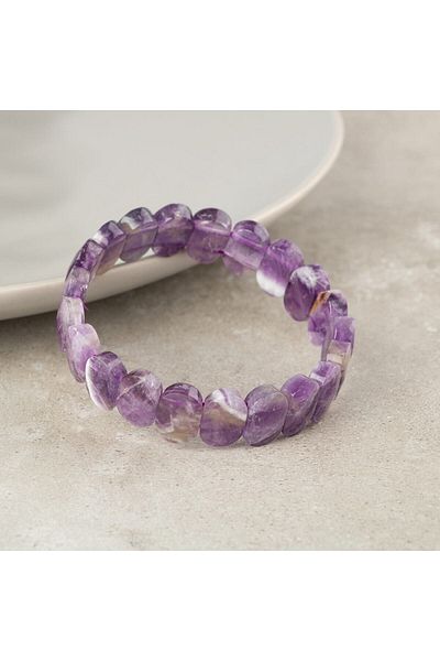 OSMANLI DOĞAL TAŞ Amethyst Natural Stone Wide Cut Bracelet