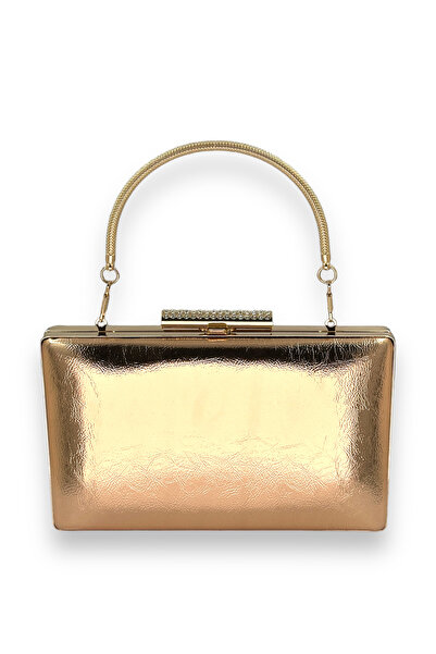 Generic Brand Rose Gold Wrinkled Patent Leather Evening Dress Bag Evening Bag...