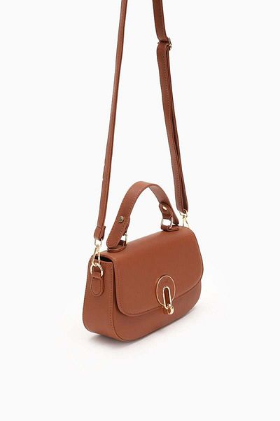 Levidor Tan Single Compartment Locking Handbag