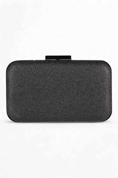 MidStore Geantă elegantă culoare neagră din material cu efect argintiu-nisipiu, ideală pentru seară, nuntă sau alte evenimente speciale.