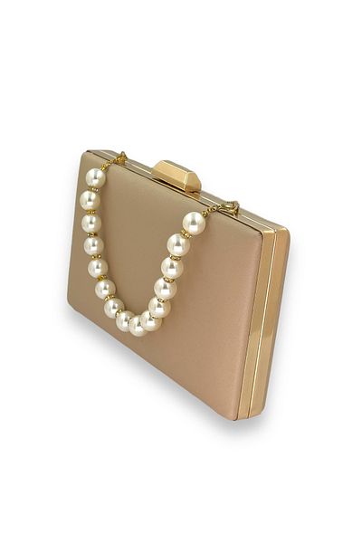 Wedding Fashion Black Satin Pearl Wedding Engagement Bag - Non-Scratch Evening Bag