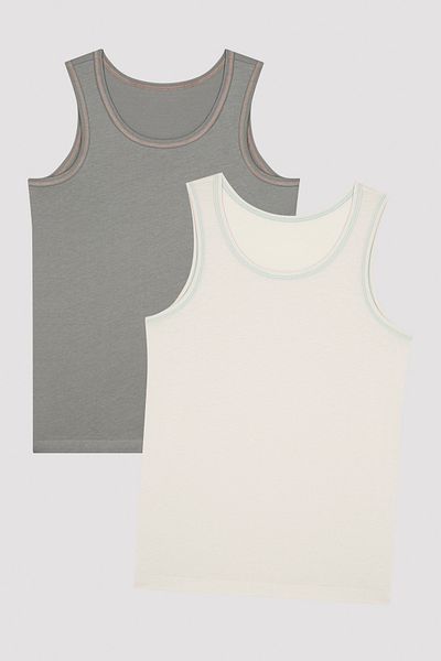 Penti Multicolored Boy's 2-Piece Undershirt with Stripes on the Edges