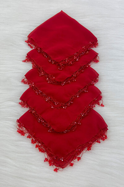 ZEYMERADE منديل العروس والعريس مزين بخرز من الكريستال الأحمر، قطعة واحدة، لحف...