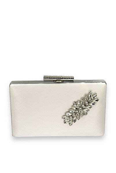 MidStore Crystal Stone Evening Dress Bag – Satin, Pearl Detail, Henna/Homecom...