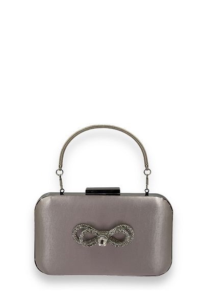 Wedding Fashion Satin de culoare nurcă - Geantă de seară pentru rochie de seară cu pietre argintii și mânere, clutch de logodnă de nuntă