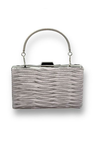 Wedding Fashion Geantă gri din satin pentru rochie de seară pentru absolvire - clutch de bal Henna cu mâner metalic