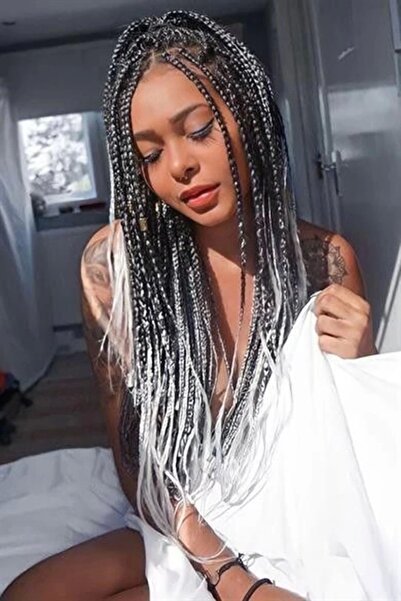 misotrend 60cm 100Gr. African Braiding Box Braid Two Tone Ombre Synthetic Hair Black Grey