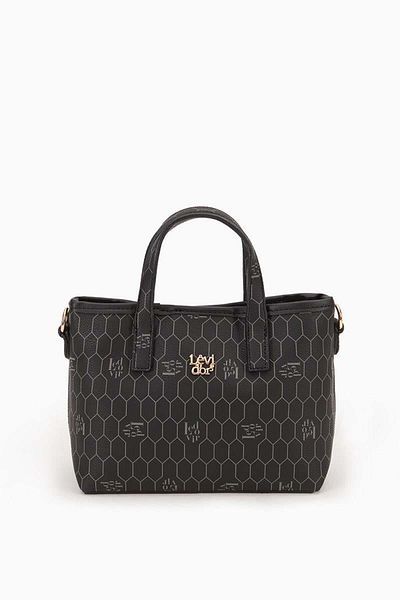 Levidor Black Honeycomb Printed Double Chamber Handbag 930163