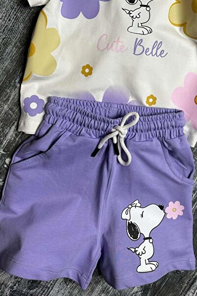 Riccotarz Purple Flower Printed Girl's Shorts Set - Digital