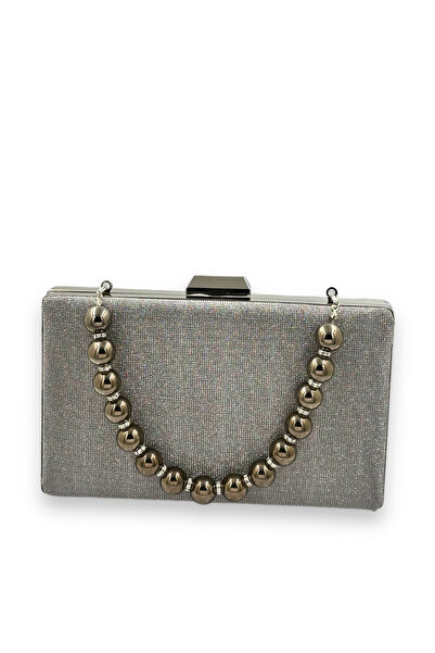 Wedding Fashion Mâner cu perle de culoare platină, cu model cu laser, geantă ...