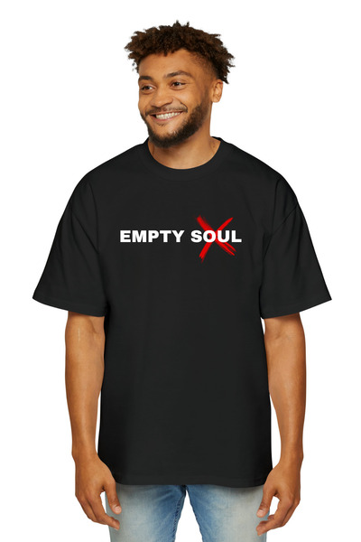 LUCKYPORT تي شيرت Empty Soul مطبوع قصة فضفاضة للجنسين مصنوع من القطن بنسبة 10...