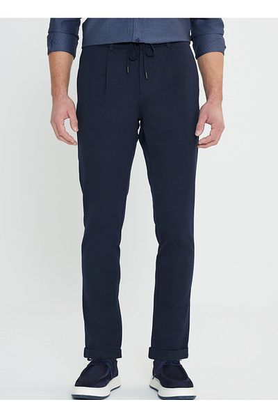ALTINYILDIZ CLASSICS Ανδρικό παντελόνι Navy Slim Fit - Six stars Classics, δεμένη μέση, πλαϊνές τσέπες ACE 012510151
